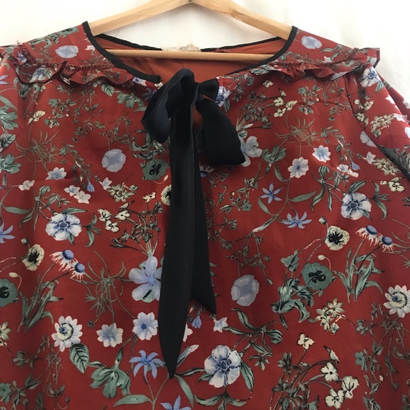 A-Line Floral Dress with Bell Sleeves - Picture 2 of 7